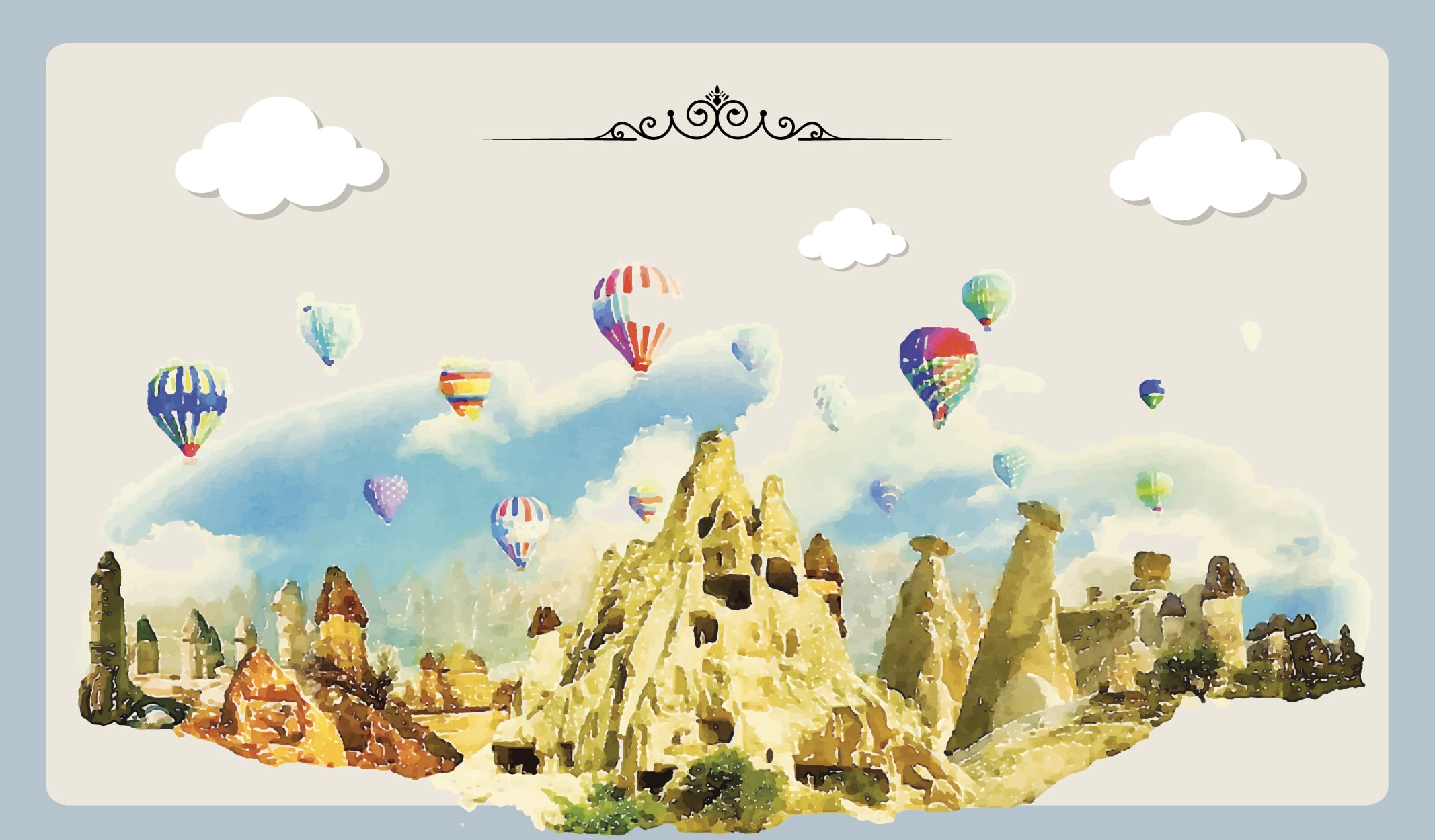 8 Suluboya Resimle Şiirsel Kapadokya Manzaraları